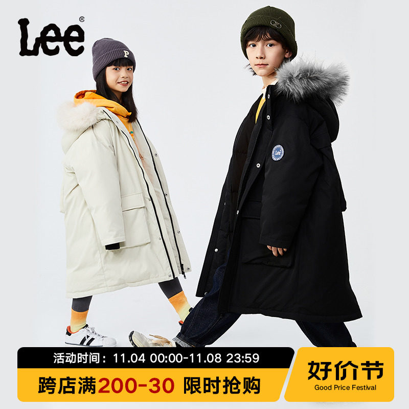 Lee大毛领儿童羽绒服冬季保暖加厚大童长款童装男女童工装外套怎么看?