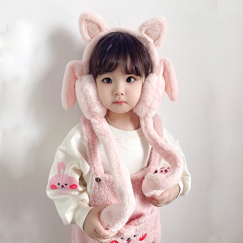 儿童耳罩冬季保暖可爱超萌毛绒加厚女童网红会动耳捂耳暖护耳套