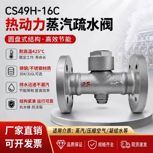 热动力圆盘式蒸汽疏水阀CS49H-16C/P铸钢不锈钢丝扣CS19H-16C