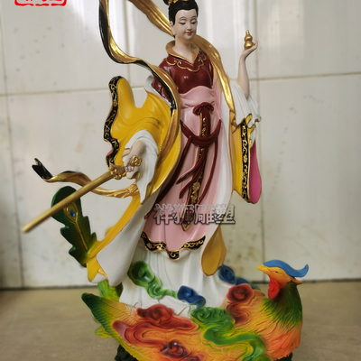祥狮雕塑铜雕彩绘九天玄女神像