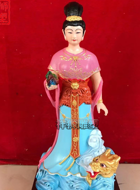 祥狮雕塑纯铜彩绘女娲娘娘神像