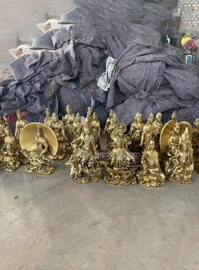 祥狮雕塑黄铜铸造33观音神像摆件