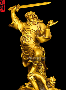 祥狮雕塑黄铜铸造钟馗神像摆件