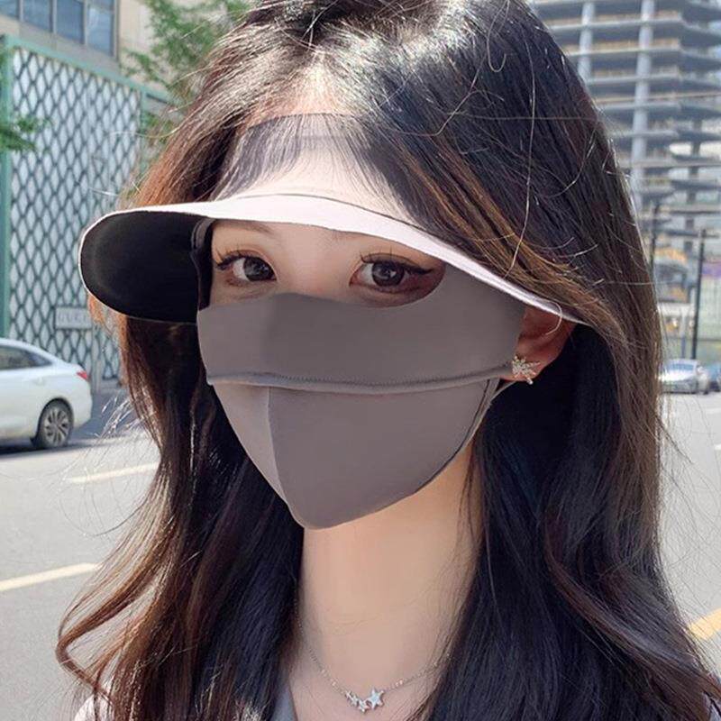 防晒面罩遮脸帽子口罩一体防紫外线冰丝透气脸基尼冬季遮阳女款