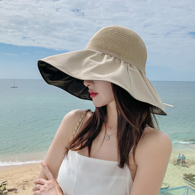 太阳帽遮阳帽子女冬季防紫外线遮脸渔夫帽防晒帽沙滩帽百搭洋气