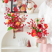 RoomTour新年花束发财果冬青红果假花仿真花摆设花艺摆件花仿生花