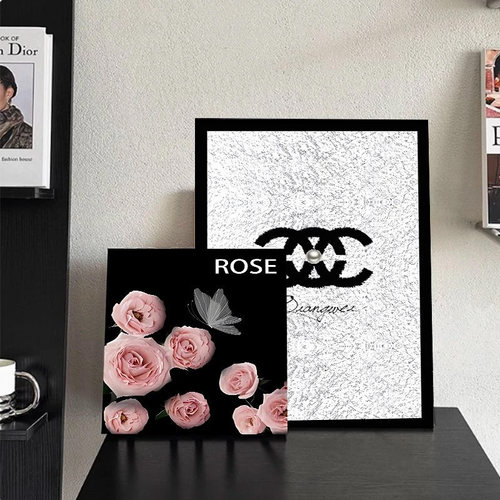 轻奢高级感浪漫玫瑰花斗柜装饰画