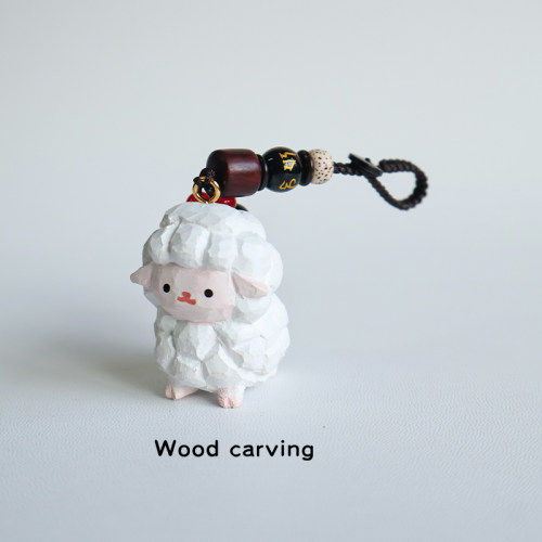 手工木雕生肖羊钥匙扣小羊吉祥物