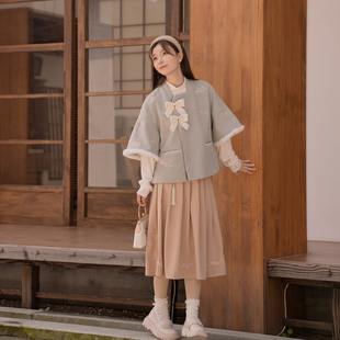 2022新款 秋冬款 素小清新刺绣三件套套装 原创森女部落国风气质汉元