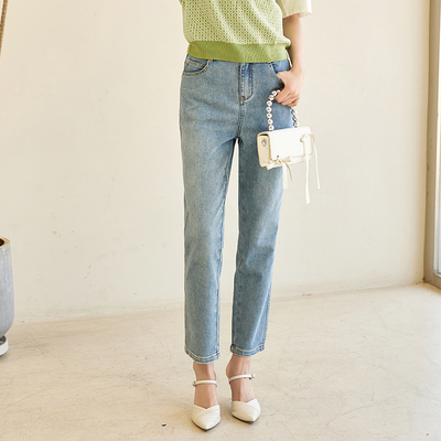 直筒九分牛仔裤常规春秋水洗