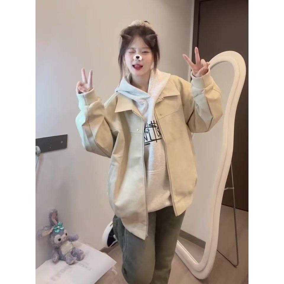 美式翻领工装夹克上衣女春秋小个子宽松oversize慵懒风高级感外套