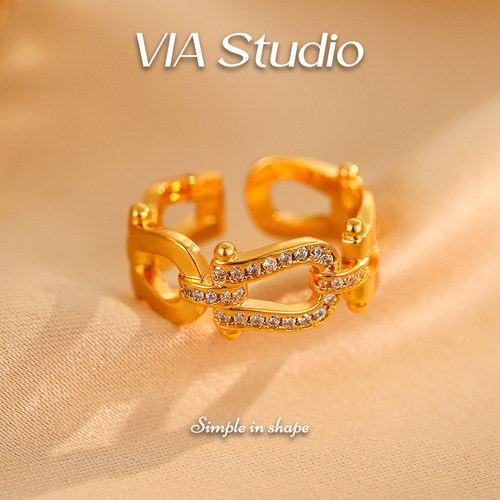 VIAStudio马蹄扣满钻戒指