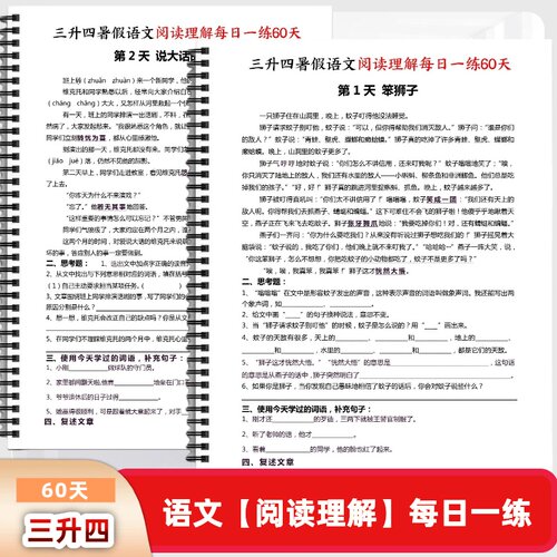 三升四语文暑假阅读理解60天每日一练三升四年级暑假阅读