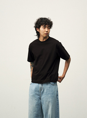 oarism 25SS O/2纯棉刺绣明线基础T恤新品日系男宽松休闲打底短袖