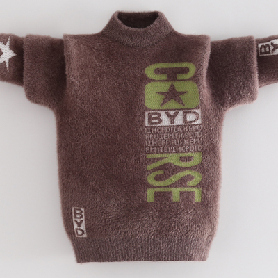 男童毛衣2025秋冬新款中大童加厚套头字母水貂绒针织衫儿童打底衫