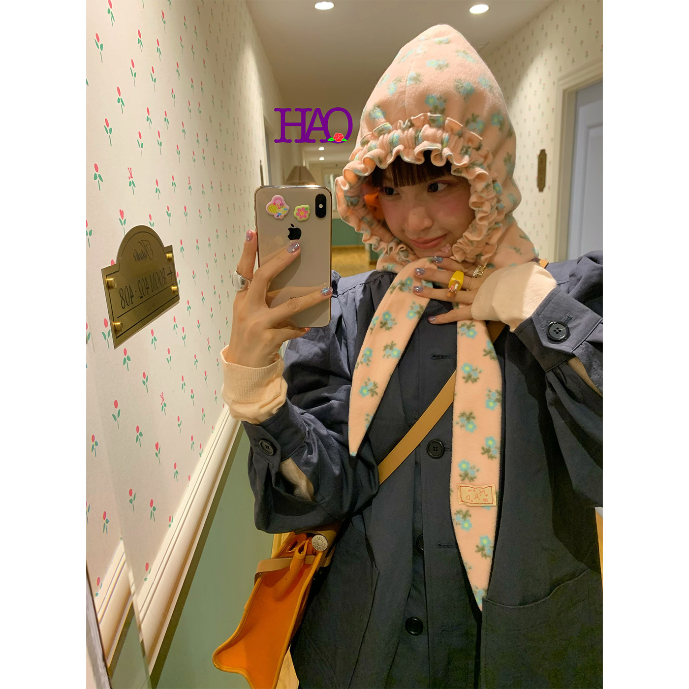 好好好休闲软萌保暖花边显脸小护颈围巾帽少女巴拉克拉法帽头套帽