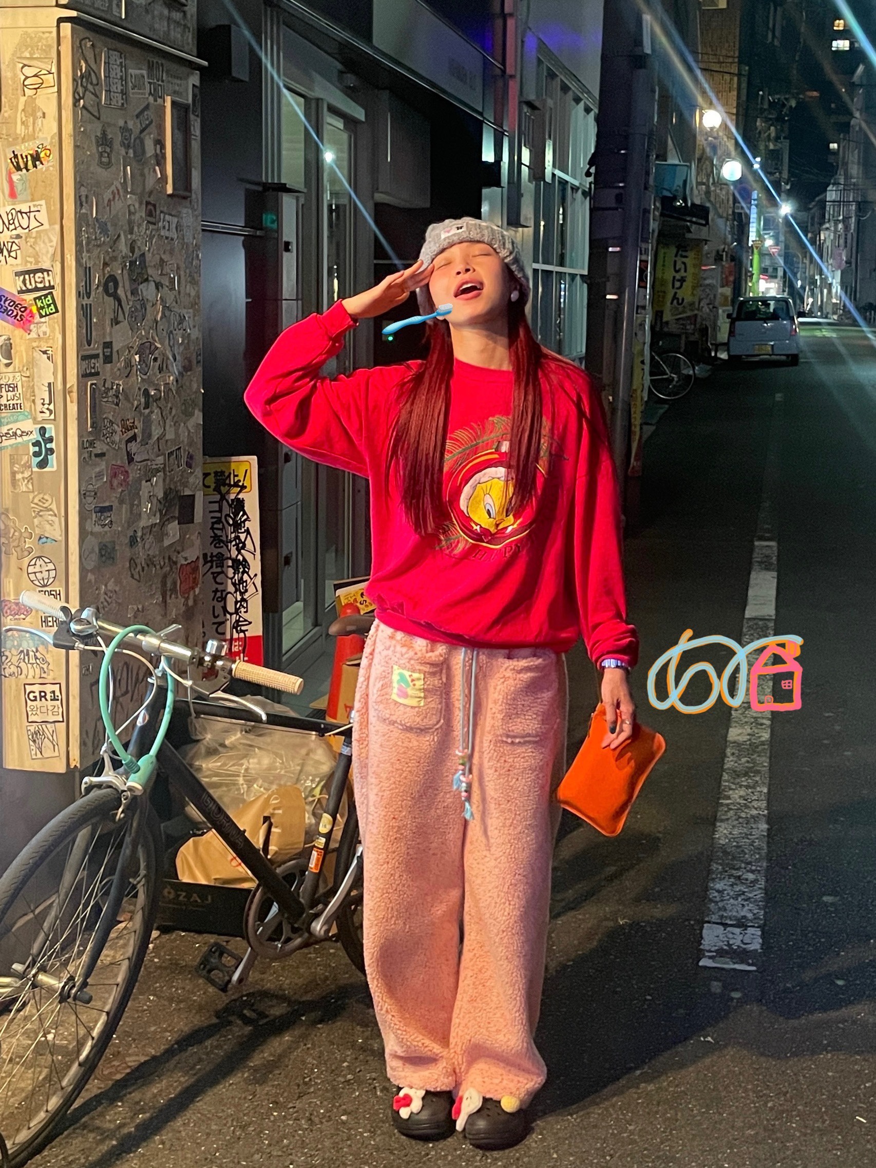 色彩家居裤暖和可爱不限制腰围