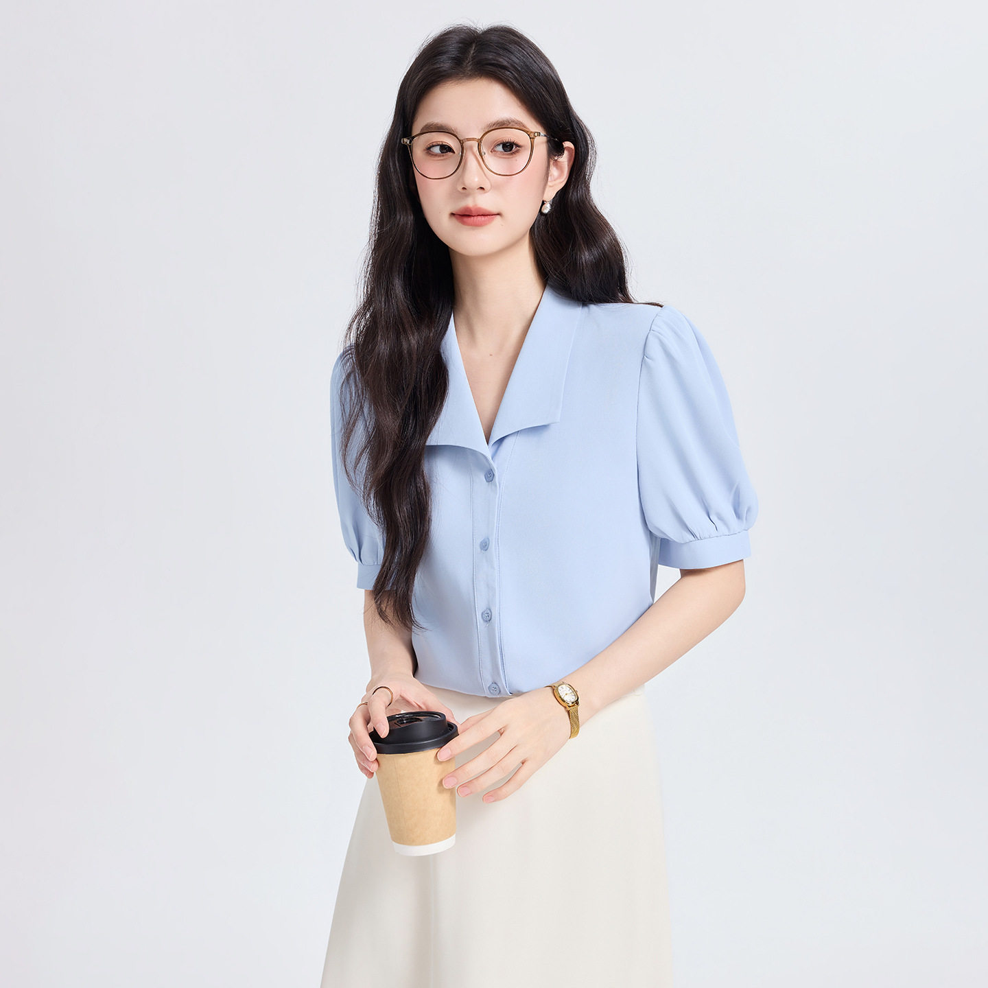 减龄雪纺衬衫女夏职业教师穿搭公务员大学生事业编面试正装裙套装