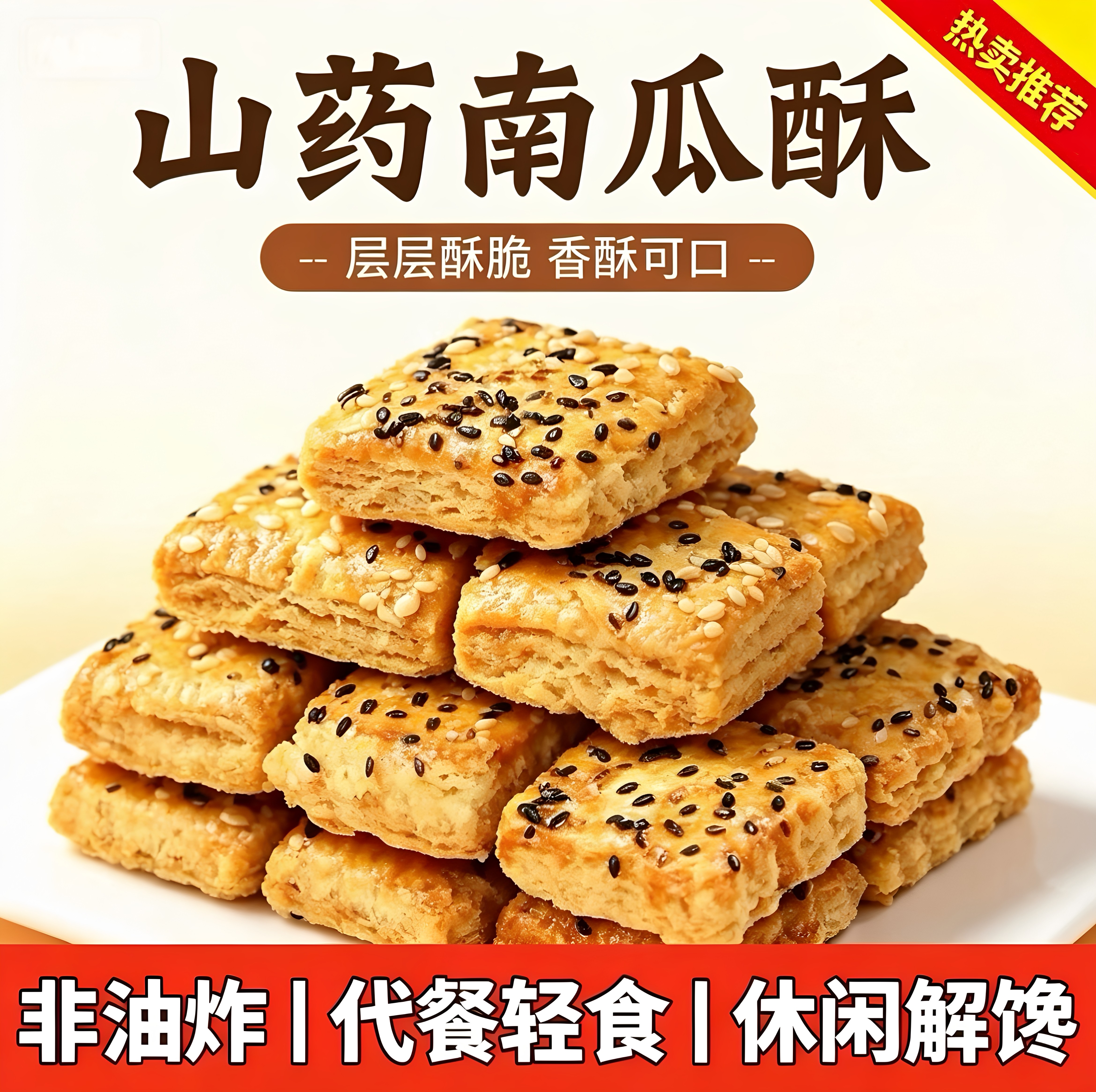 无蔗糖木糖醇山药南瓜酥千层酥饼干糖尿代餐粗粮老式糕点整箱零食