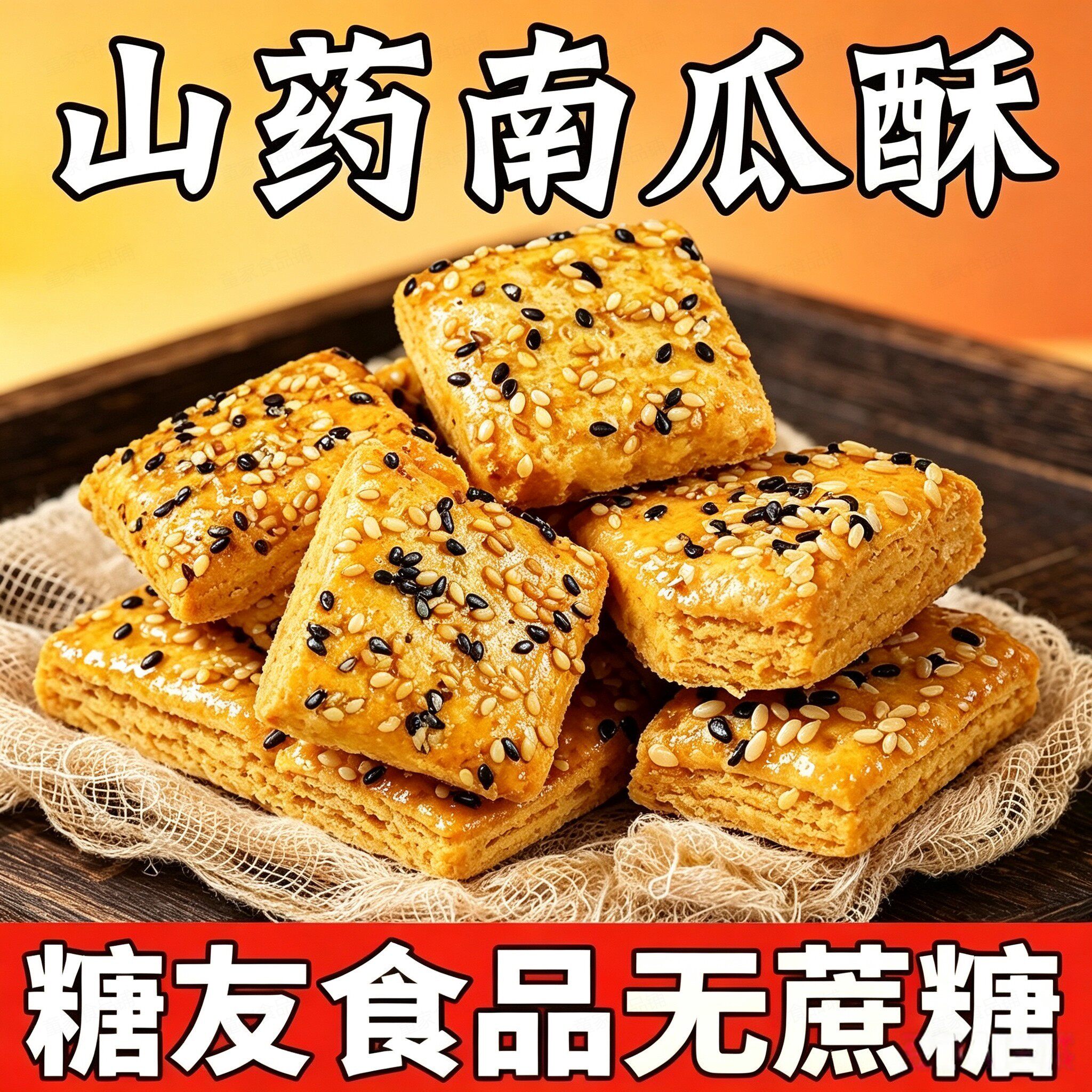 无蔗糖山药南瓜酥木糖醇健康轻食代餐千层饼干送长辈糖友休闲零食