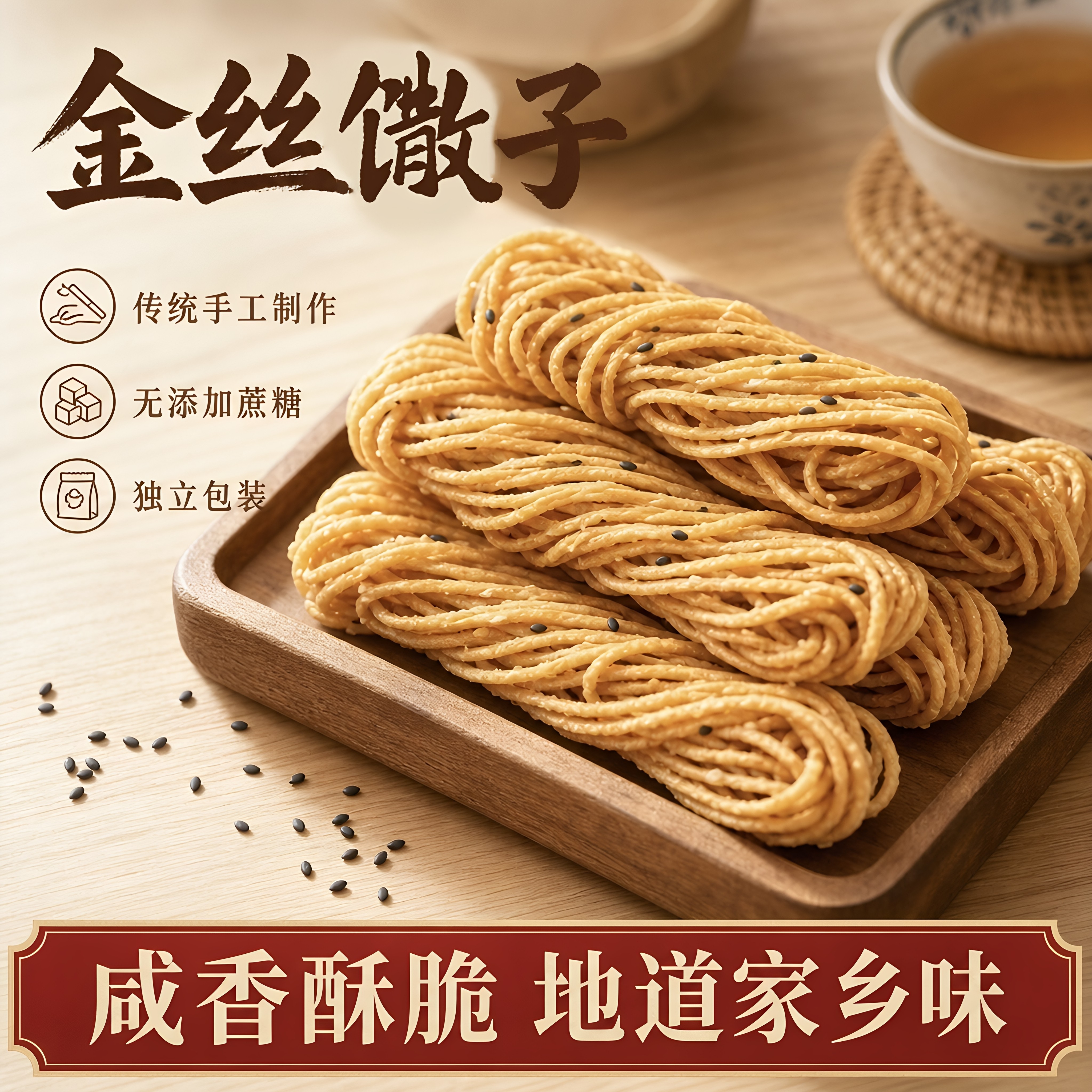 徐州特产金丝馓子传统手工可卷饼