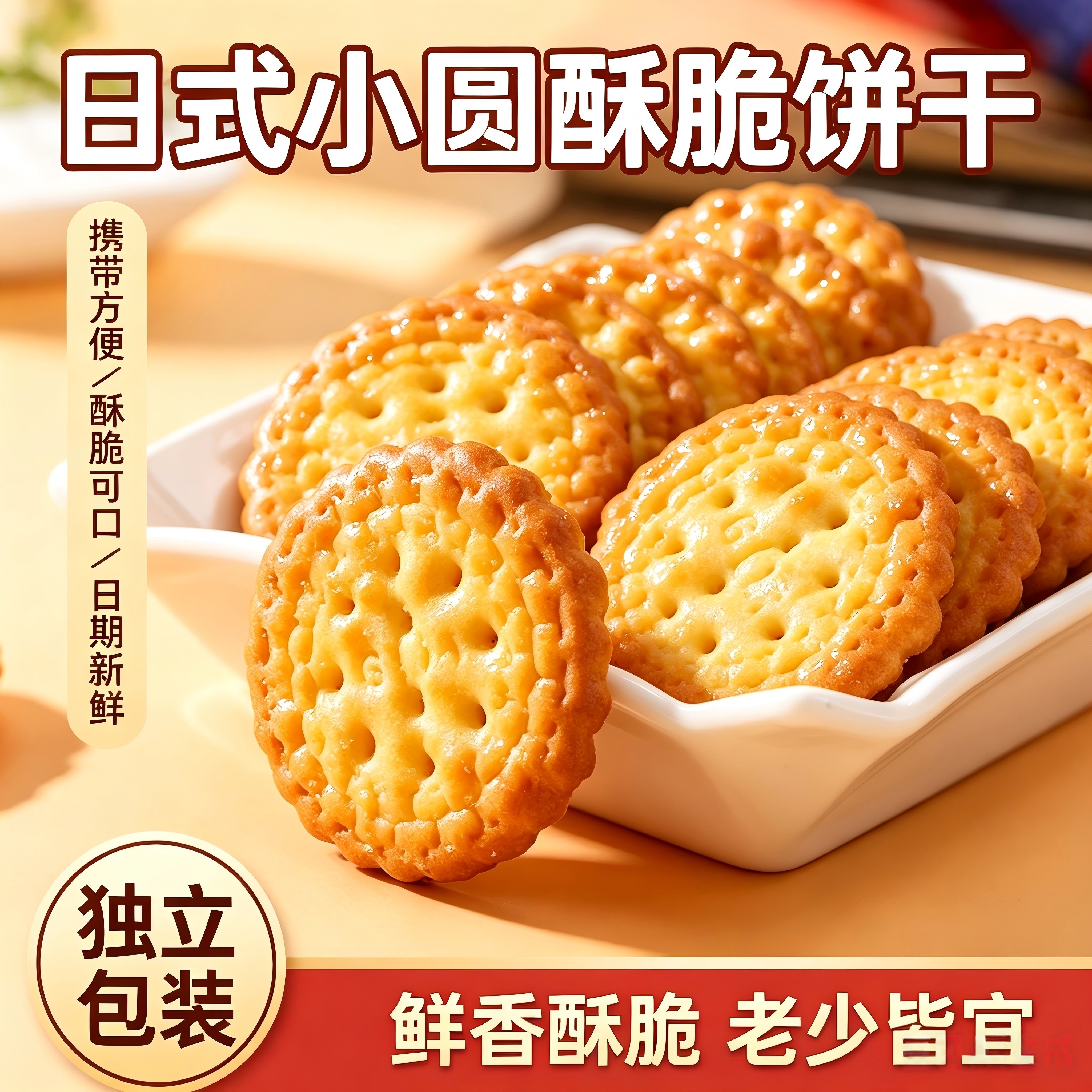 日式海盐芝士小圆饼牛乳味小饼干薄脆咸味网红休闲零食品独立包装