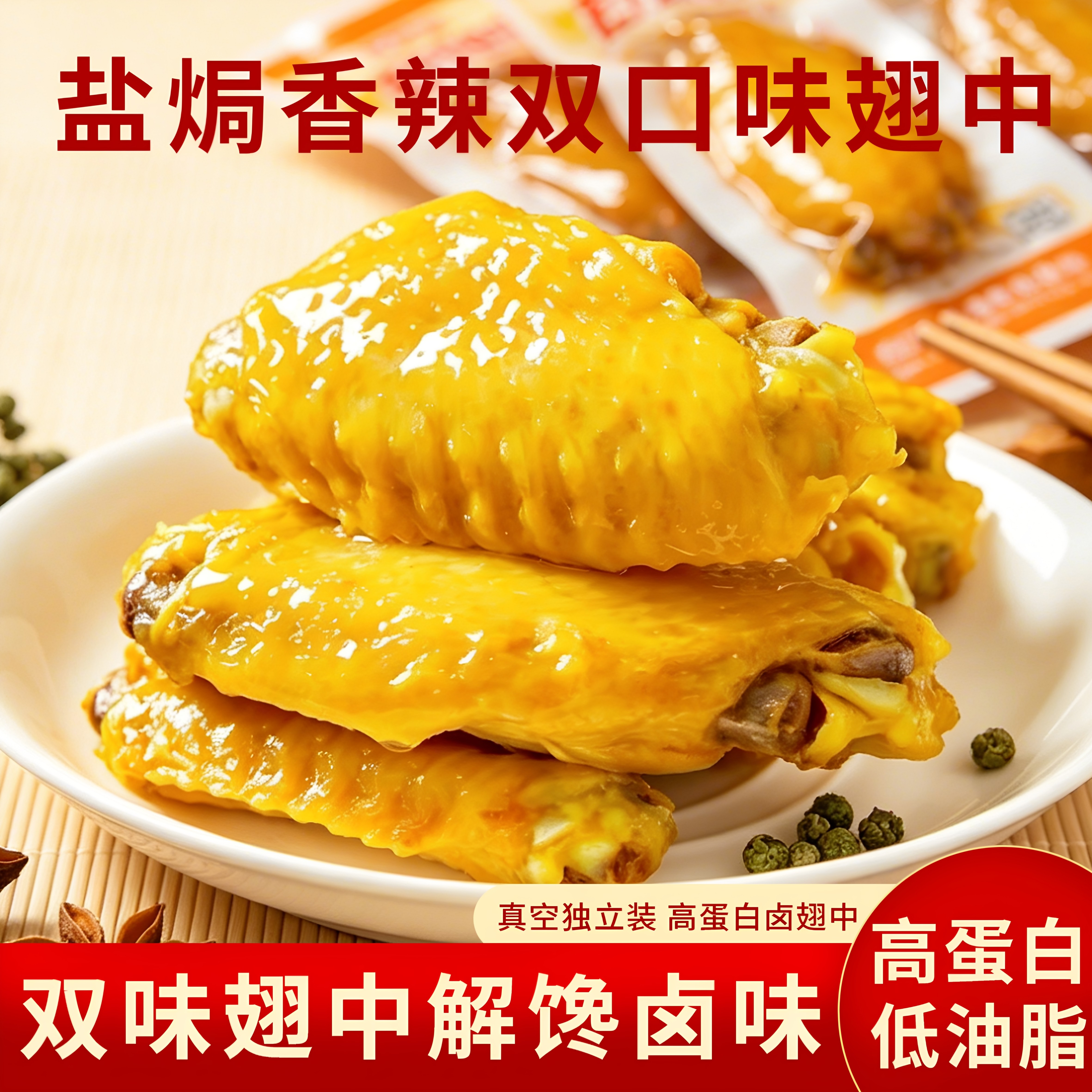 盐焗鸭翅香辣翅中香辣卤味熟食