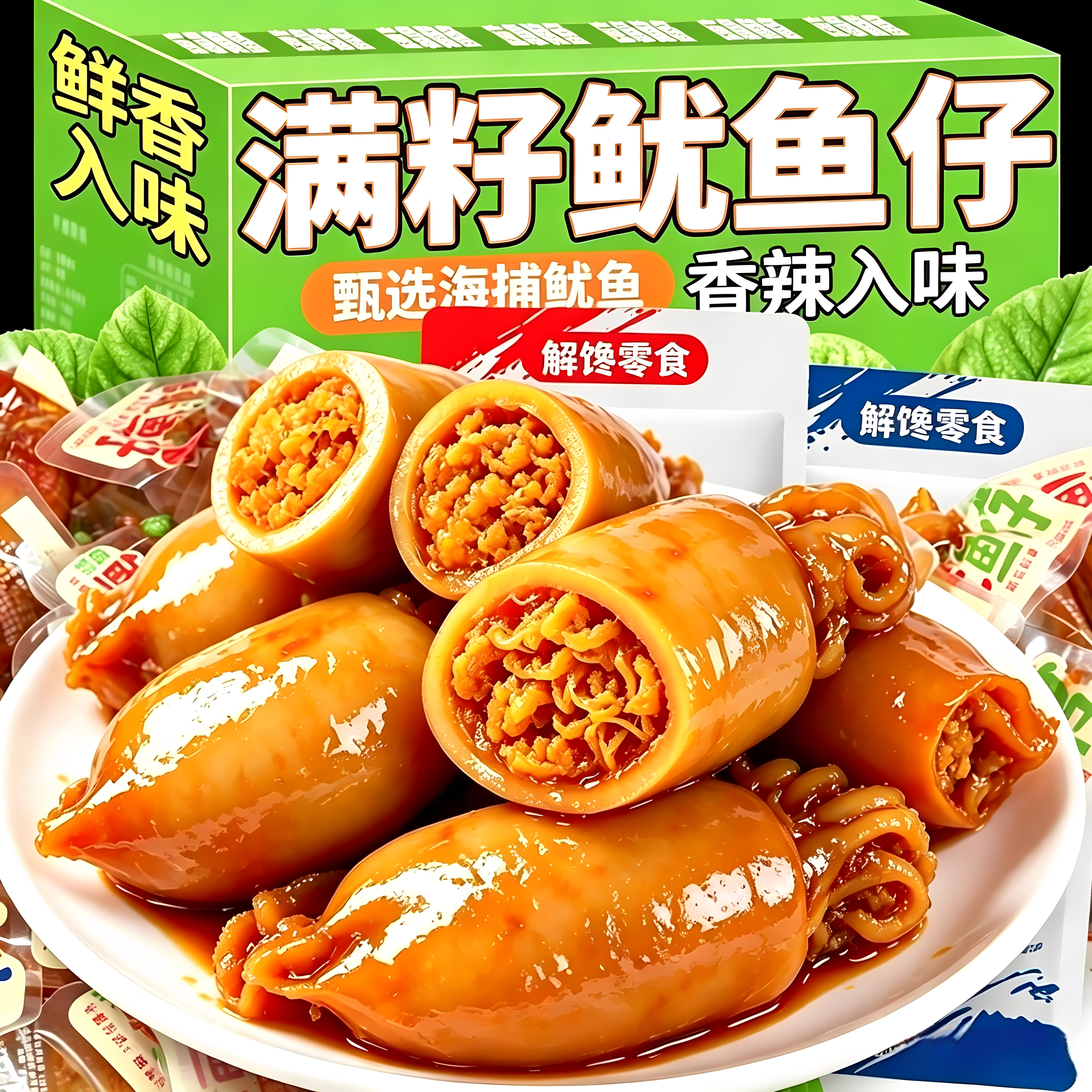 新鲜即食鱿鱼仔香辣烧烤原味美味