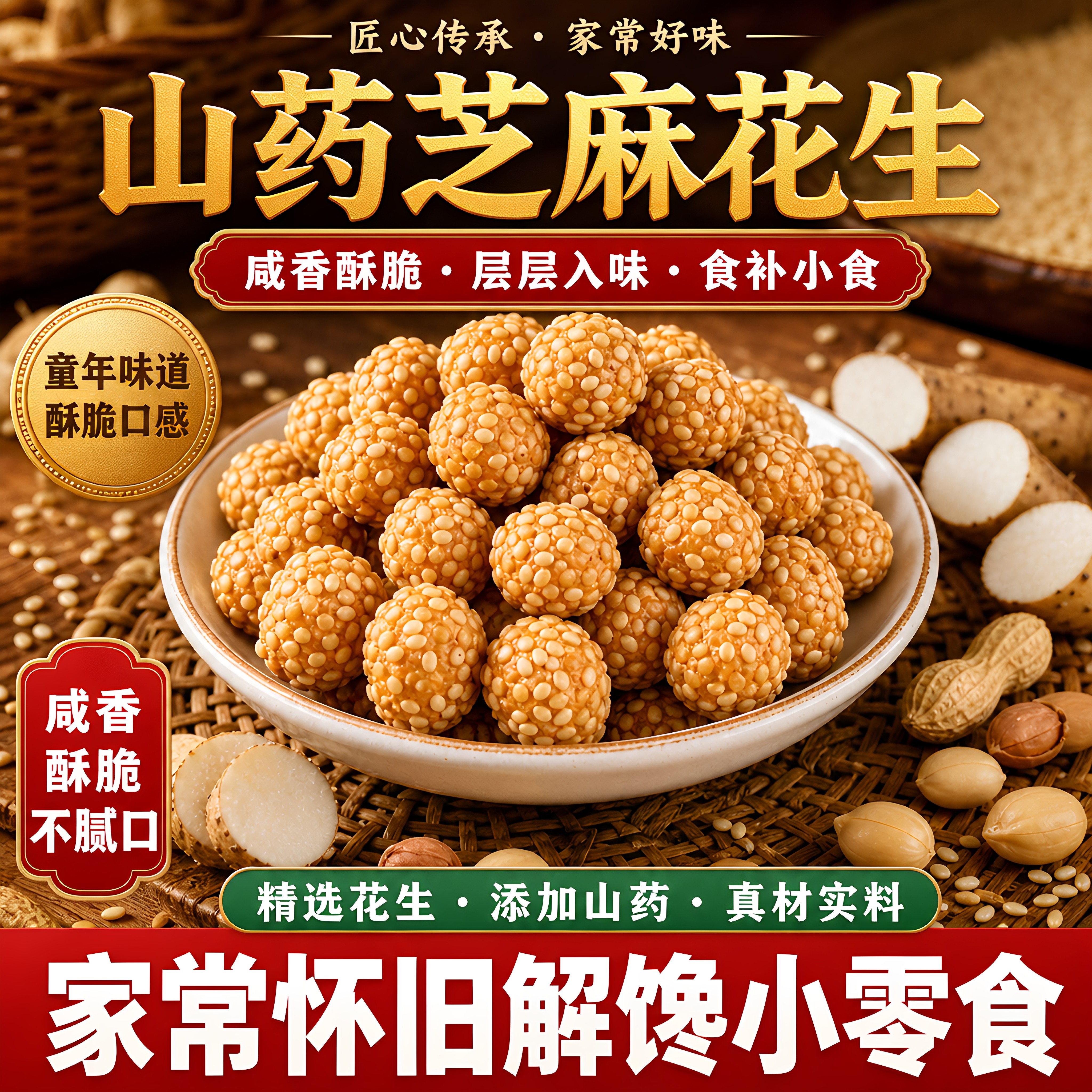 铁棍山药芝麻花生香脆多味花生米