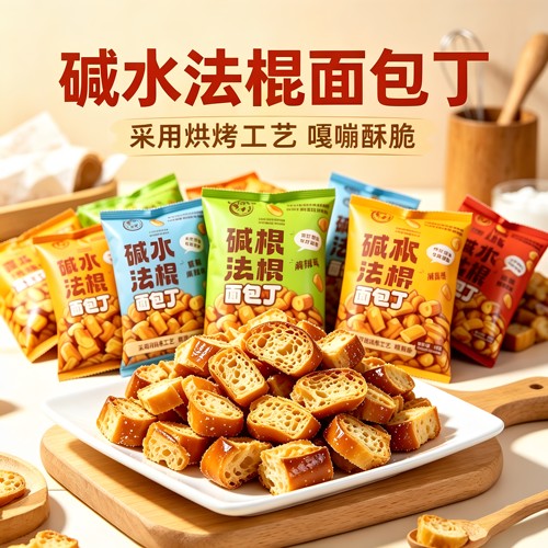 焦香酥脆碱水法棍面包丁便携散装