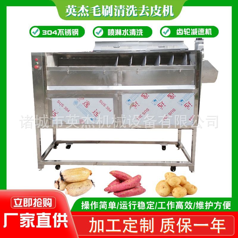 全自动土豆毛刷清洗去皮机 不锈钢芋头清洗设备 多功能洗菜机