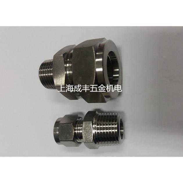 不锈钢304卡套接头 卡套直通终端接头 外丝卡套直通4分1/2-8-10