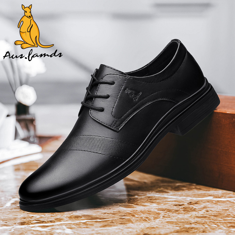 澳洲名袋鼠男士皮鞋真皮正品轻奢品牌软底脚宽休闲皮鞋男款大码47