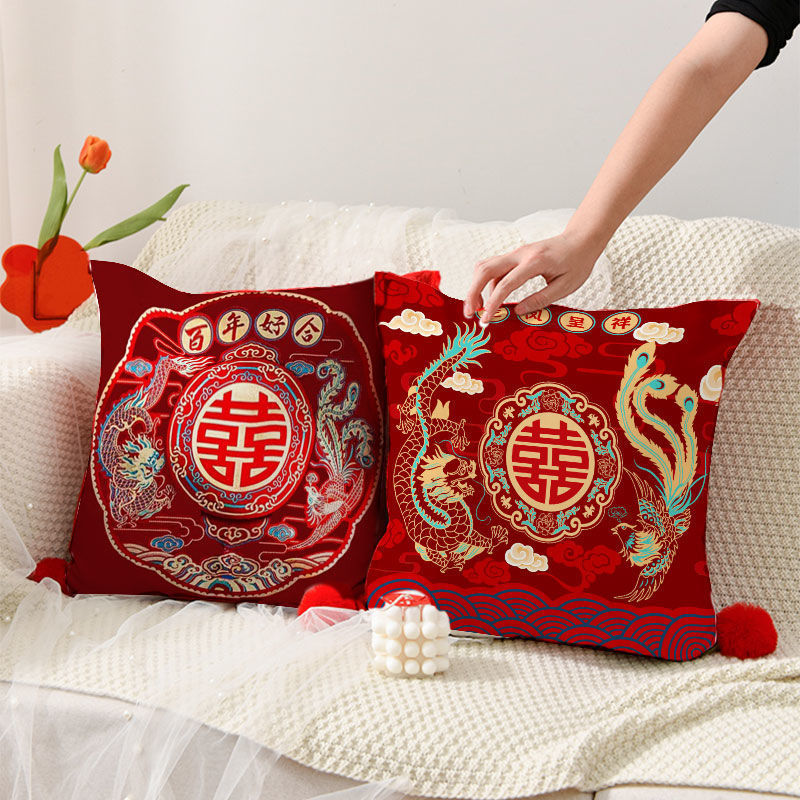 百年好合十字绣抱枕2025新款结婚线绣满绣客厅沙发手工diy自己绣