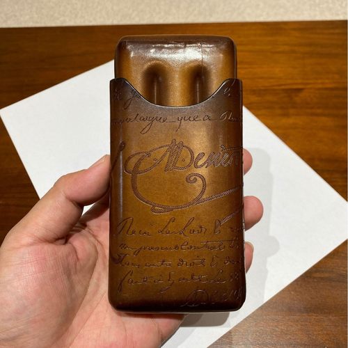 欧美复古三支装真皮雪茄盒现货手工擦色植鞣小牛皮便携保湿雪茄套