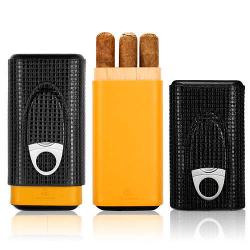 雪茄皮套3支装外出旅行便携雪茄盒雪松木雪茄保湿烟盒礼盒CC-05D