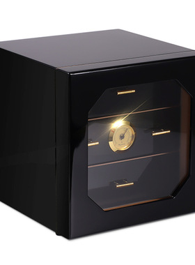 HANNICOOK黑色高光钢琴漆雪茄盒雪茄柜雪松木雪茄箱雪茄保湿盒柜