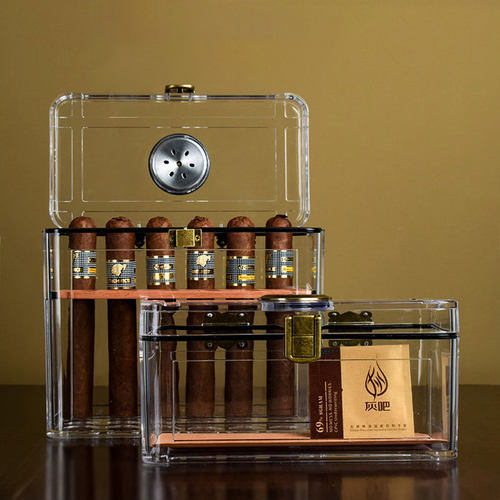 grus小透明 雪茄保湿盒入门小容量透明醒茄醇养配雪松木便携