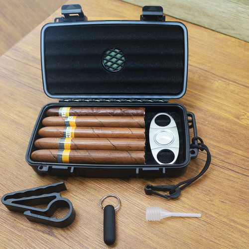 现货便携雪茄盒雪茄套旅行装防水塑料雪茄保湿盒收纳盒带加湿器