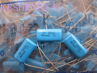 Nitsuko 日通 CBB 蓝色薄膜电容 2D224 200V  0.22uf 220nF 21mm