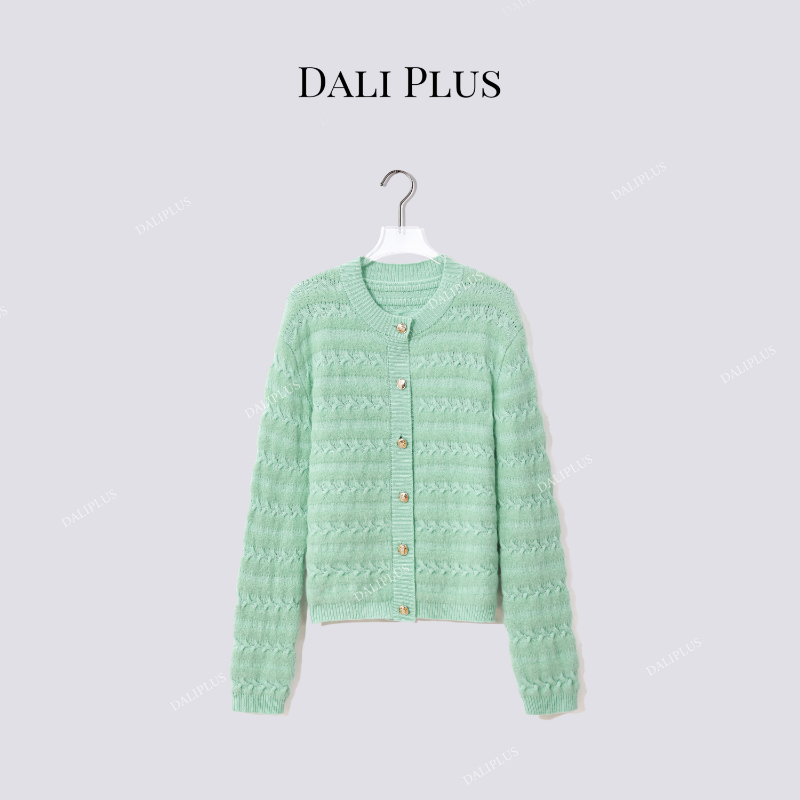 蒂芙尼绿长袖绵羊毛针织衫