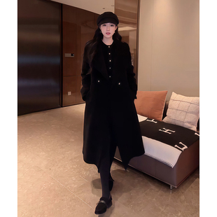 大李plus【苏力羊驼圈圈毛+澳毛】大翻领系带双面呢大衣-D5CK2125