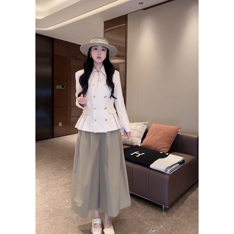 大李plus八分A字版阔腿蓬蓬裤女夏季遮肉百搭通勤休闲简约裤子