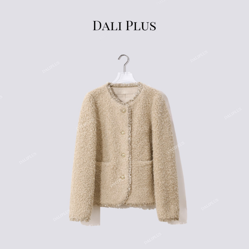 DALI PLUS“花边加厚羊毛外套”单排扣短款外套-D5MM2651