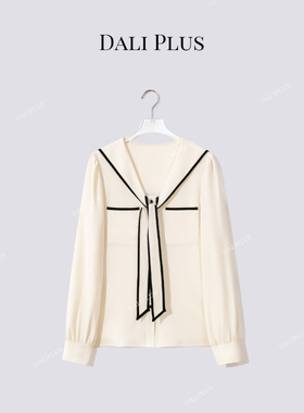 大李plus“减龄” 黑白撞色海军领设计感衬衫-D5SS7214-1