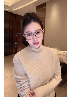 大李plus“100山羊绒衫打底”柔肤高领肌理针织轻装滑-D5CH5393