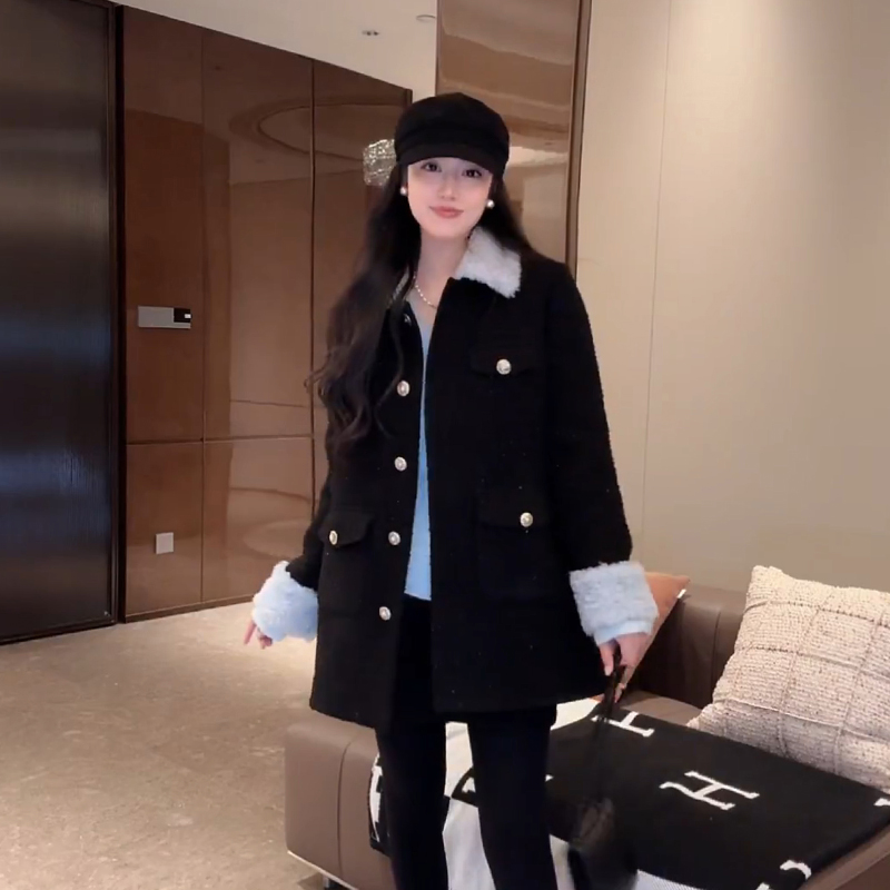 大李plus“蓝领子小香95鹅绒”100羊毛领三星95白鹅绒服-D5ST1622