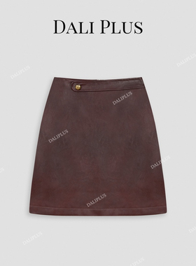 大李plus高腰时髦复古红色皮裙 短裙-D4CH0085-1