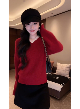 大李plus“白蕾丝边毛衣”羊驼毛羊毛混纺优雅针织-D5CK2233