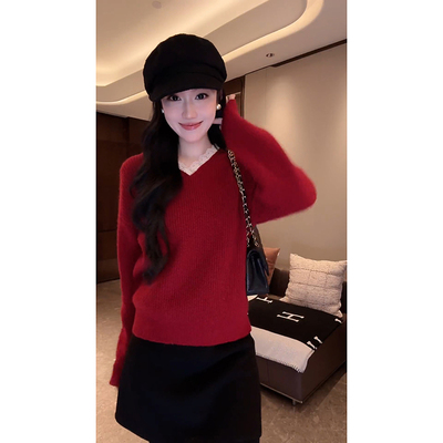 大李plus“白蕾丝边毛衣”羊驼毛羊毛混纺优雅针织-D5CK2233